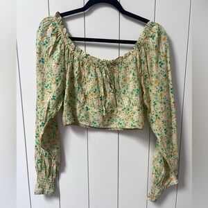 Aerie Floral Off-Shoulder Cropped Blouse - NWT